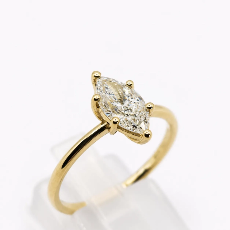 Pierścionek z diementem Marquise Lab-Grow 1,0 ct złoto 585 (14K) – profil pierścionka – ABGOLD Baczyński