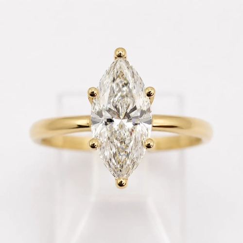 Pierścionek z diementem Marquise Lab-Grow ok. 1,5 ct złoto 585 (14K) – widok z góry – ABGOLD Baczyński