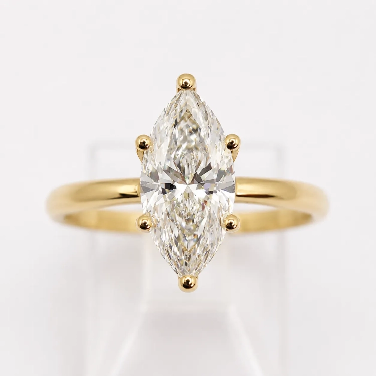 Pierścionek z diementem Marquise Lab-Grow ok. 1,5 ct złoto 585 (14K) – widok z góry – ABGOLD Baczyński