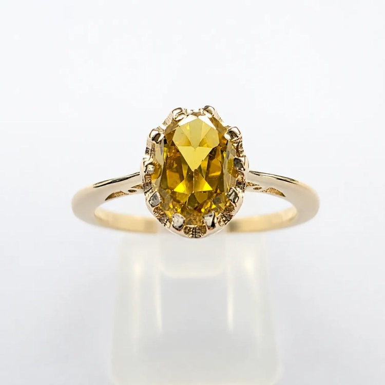 Pierścionek vintage retro z cytrynem – prezentacja oprawy – ABGOLD Baczyński