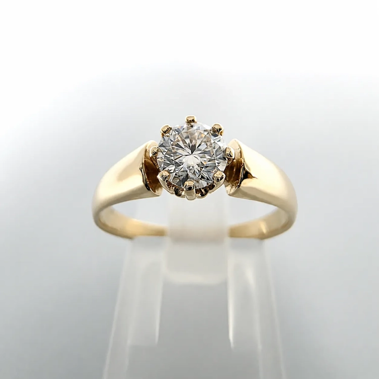 Pierścionek zaręczynowy próba 585 z diamentem ok. 0,50 ct – widok z przodu – ABGOLD Baczyński