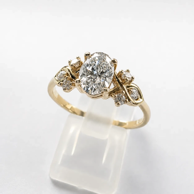 Pierścionek Vintage art deco z diamentami Lab Grown – profil pierścionka – ABGOLD Baczyński