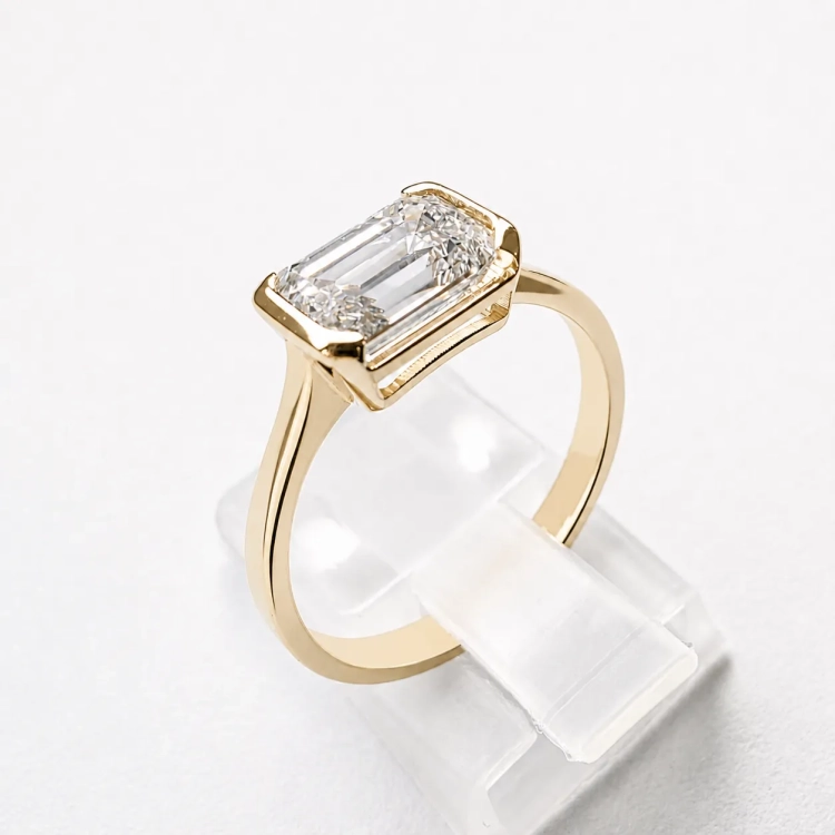 Złoty pierścionek Lab Grown Emerald 1.0ct – profil pierścionka – ABGOLD Baczyński