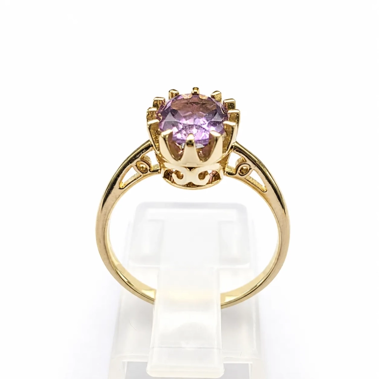 Złoty pierścionek Vintage z Ametystem 1,50 ct – profil pierścionka – ABGOLD Baczyński