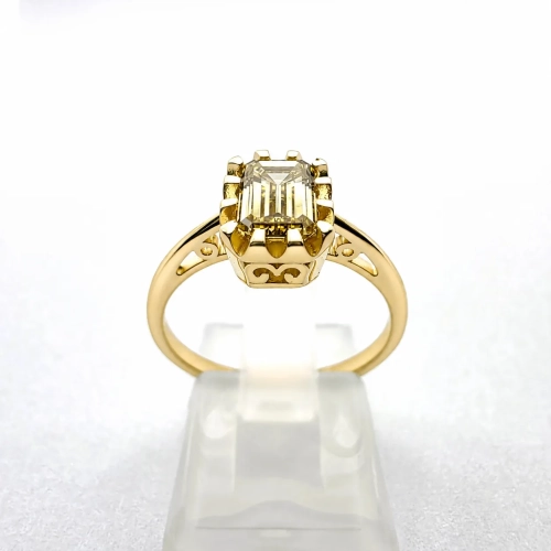 Pierścionek Vintage art deco Diament Yellow – widok z góry – ABGOLD Baczyński