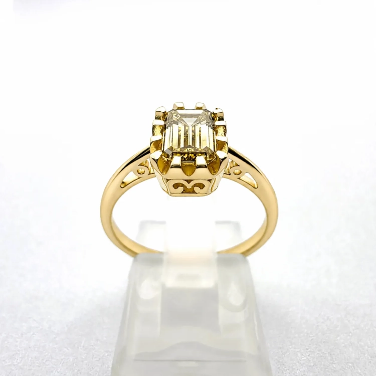 Pierścionek Vintage art deco Diament Yellow – widok z góry – ABGOLD Baczyński