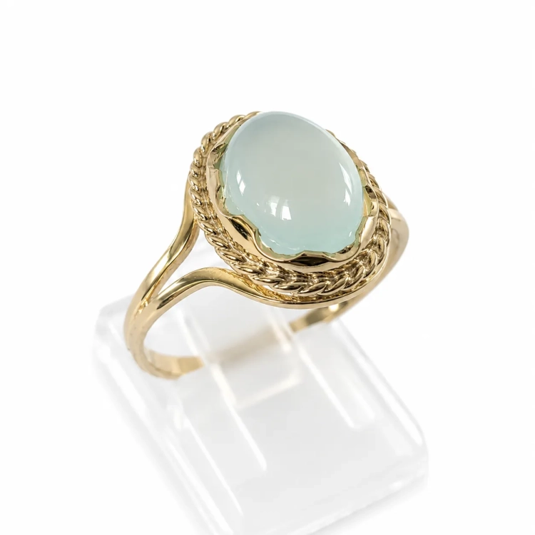 Złoty pierścionek retro vintage z agatem AQUA – profil pierścionka – ABGOLD Baczyński