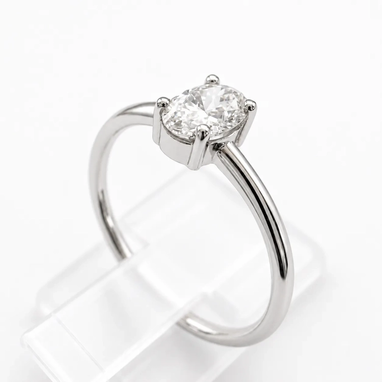Pierścionek z białego złota próba 585 z diamentem 0,42 ct – profil pierścionka – ABGOLD Baczyński