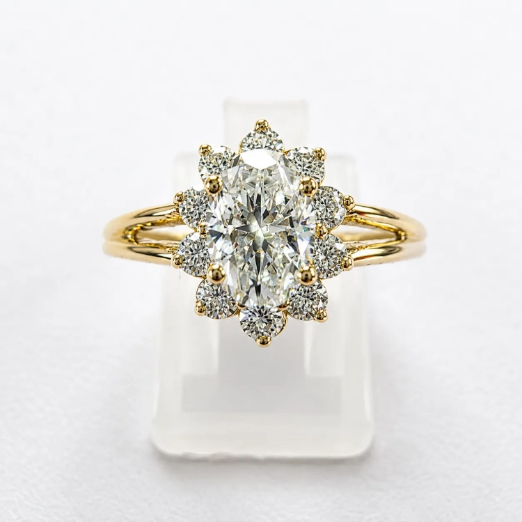 Złoty pierścionek z diamentami 1,0 ct – złoto 585 – ujęcie frontalne – ABGOLD Baczyński