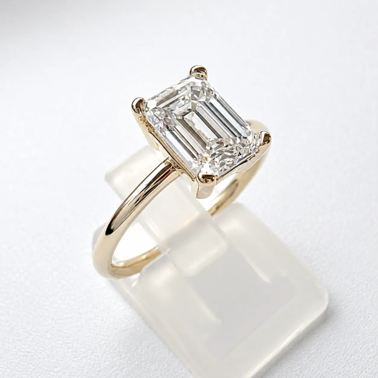 Złoty pierścionek próba 585 z diamentem laboratoryjnym ok. 1,80 ct – ujęcie boczne – ABGOLD Baczyński