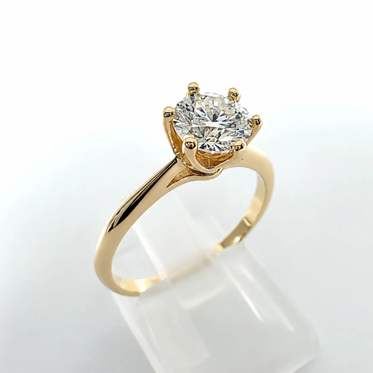 Pierścionek zaręczynowy z diamentem Lab-Grown 1,0 ct – złoto 585 – widok boczny – ABGOLD Baczyński