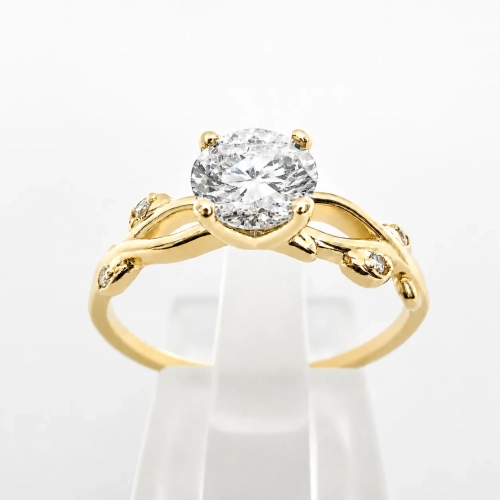 Pierścionek Vintage Retro z Naturalnym Diamentem 0,50 ct złoto 585 – widok frontalny – ABGOLD Baczyński
