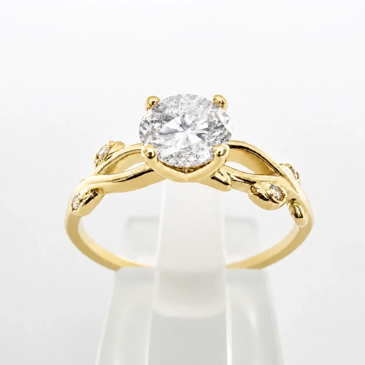 Pierścionek Vintage Retro z Diamentem Lab-Grown 0,50 ct złoto 585 – widok frontalny – ABGOLD Baczyński