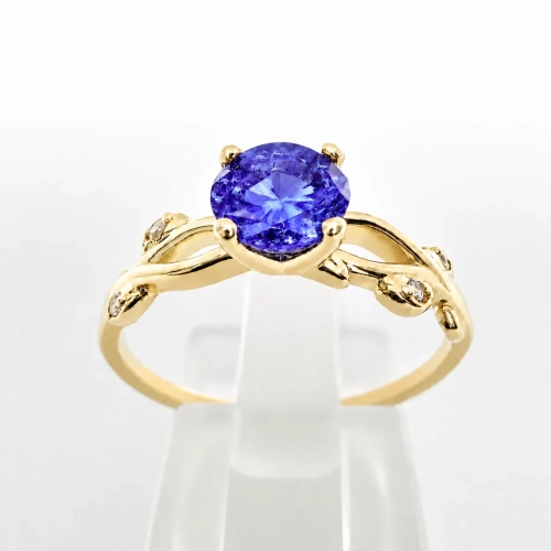 Pierścionek Vintage Retro z Tanzanitem 0,50 ct złoto 585 – widok frontalny – ABGOLD Baczyński