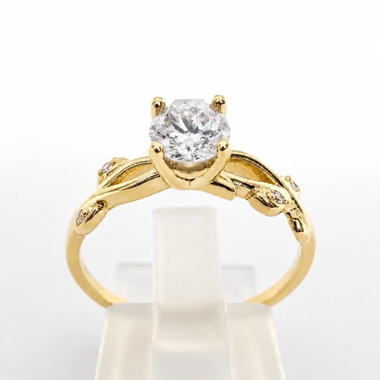 Pierścionek z Naturalnym Diamentem Owalnym 0,65 ct złoto 585 – widok frontalny – ABGOLD Baczyński