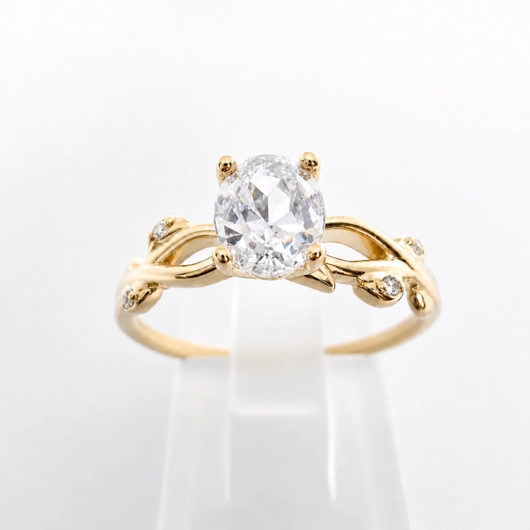 Naturalny diament owalny 6,35 x 5,03 mm – detal oprawy – ABGOLD Baczyński