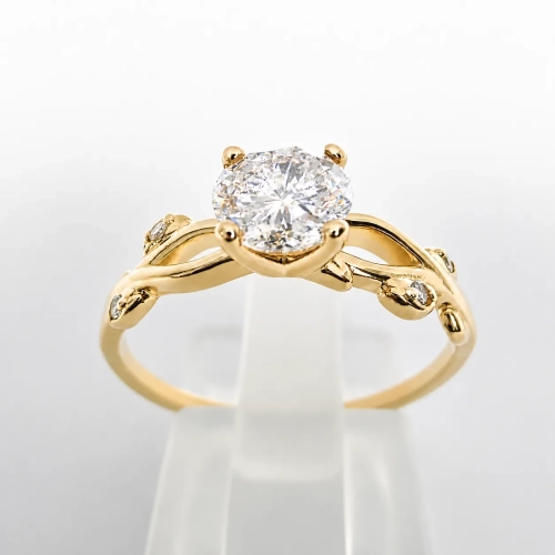 Pierścionek Vintage Retro z Moissanitem 0,50 ct złoto 585 – widok frontalny – ABGOLD Baczyński