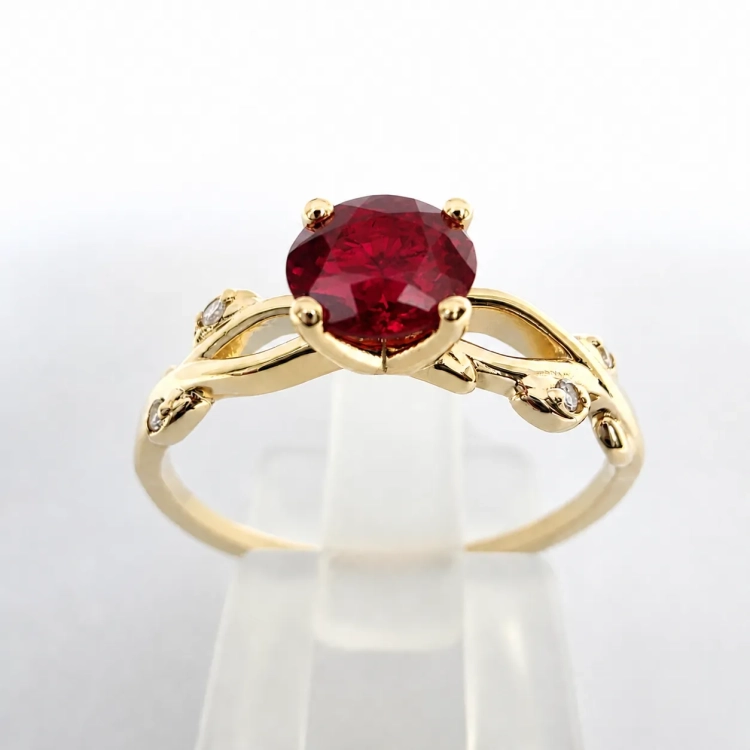 Pierścionek Vintage Retro z Moissanitem 0,50 ct złoto 585 – widok frontalny – ABGOLD Baczyński