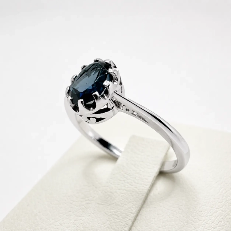 Pierścionek vintage z topazem London Blue – profil pierścionka – ABGOLD Baczyński
