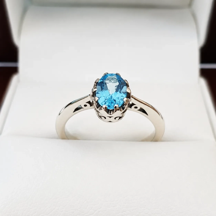 Pierścionek vintage z topazem Blue – profil pierścionka – ABGOLD Baczyński