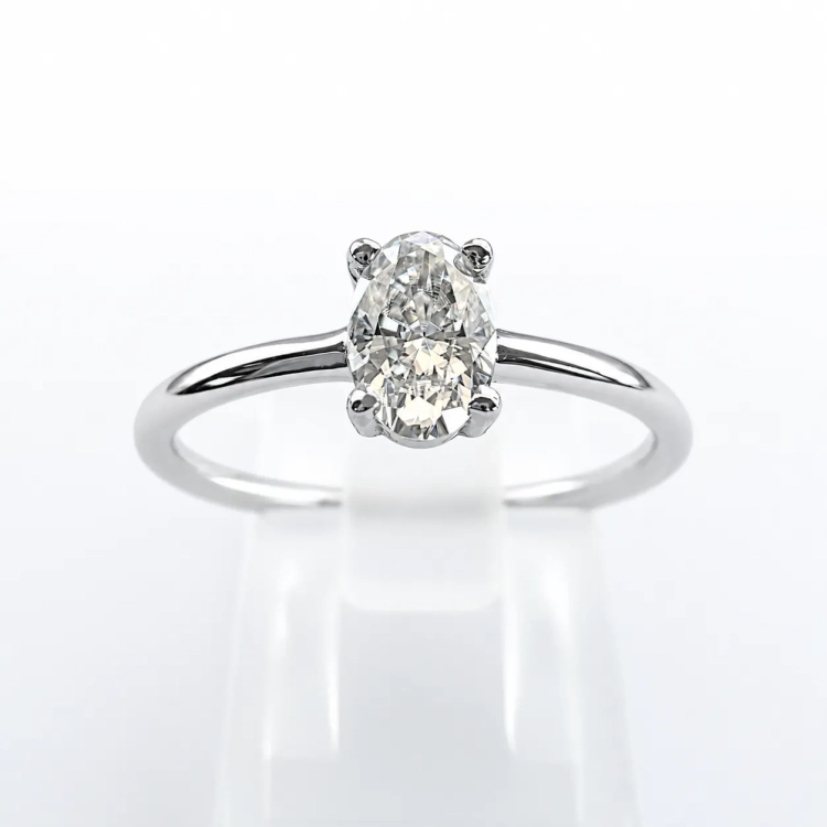 Pierścionek z białego złota 585 Diament 0,42 ct – Widok frontalny – ABGOLD Baczyński