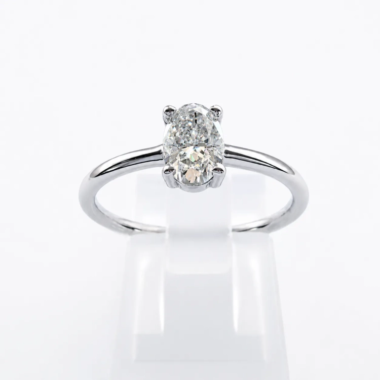 Pierścionek z białego złota 585 Diament 0,42 ct – Widok frontalny – ABGOLD Baczyński