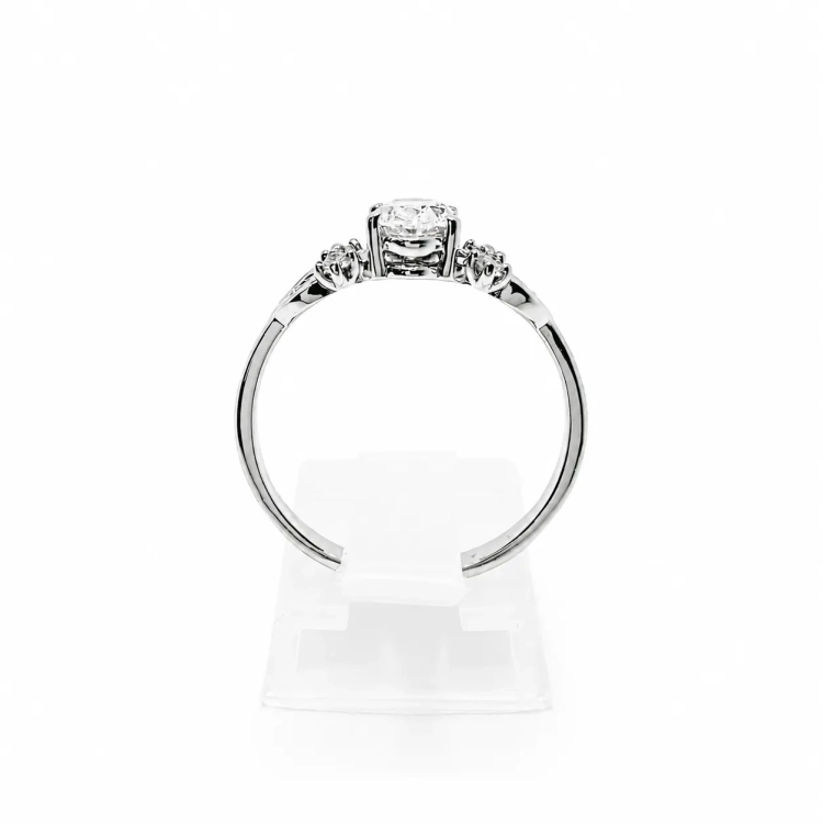 Pierścionek Vintage z białego złota 585 z moissanitem – profil obrączki – ABGOLD Baczyński