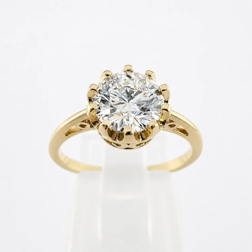 Złoty Pierścionek art deco z diamentem Lab Grown 1,0 ct – widok frontalny – ABGOLD Baczyński