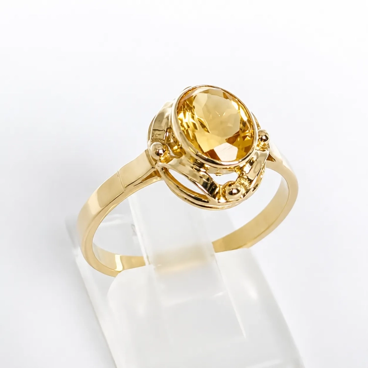 Złoty pierścionek art deco z cytrynem 1,50 ct – profil pierścionka – ABGOLD Baczyński