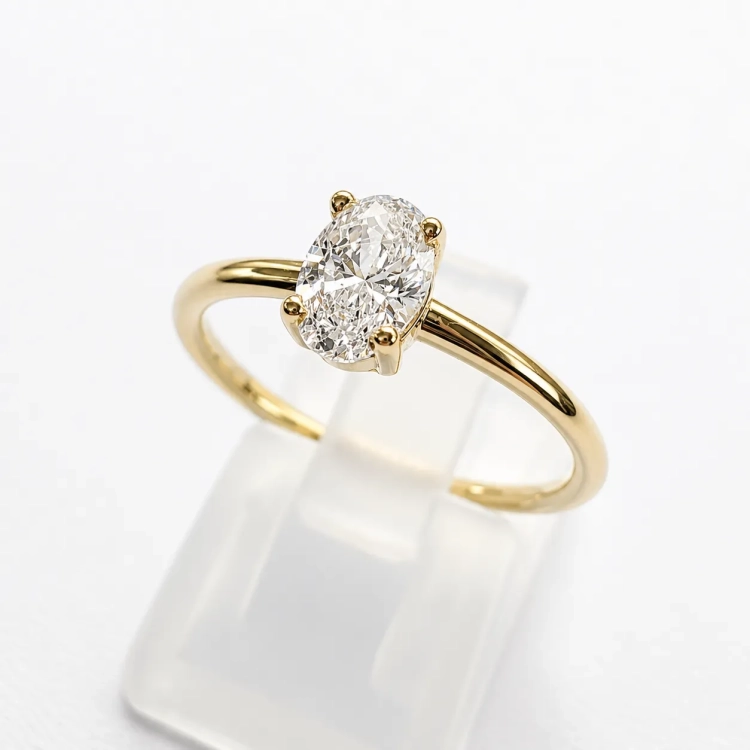 Złoty pierścionek 585 z diamentem owal 0,36 ct – profil pierścionka – ABGOLD Baczyński