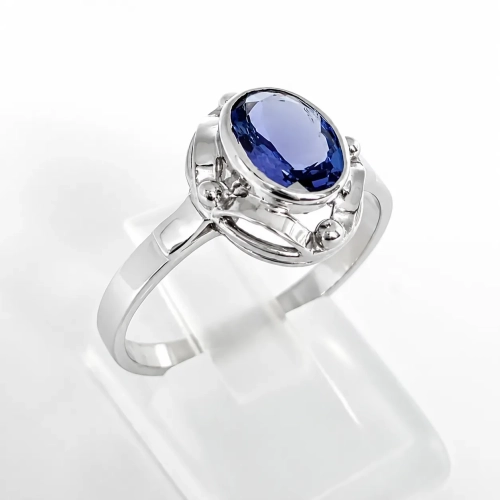 Złoty pierścionek art deco Tanzanit 1,50ct – profil pierścionka – ABGOLD Baczyński