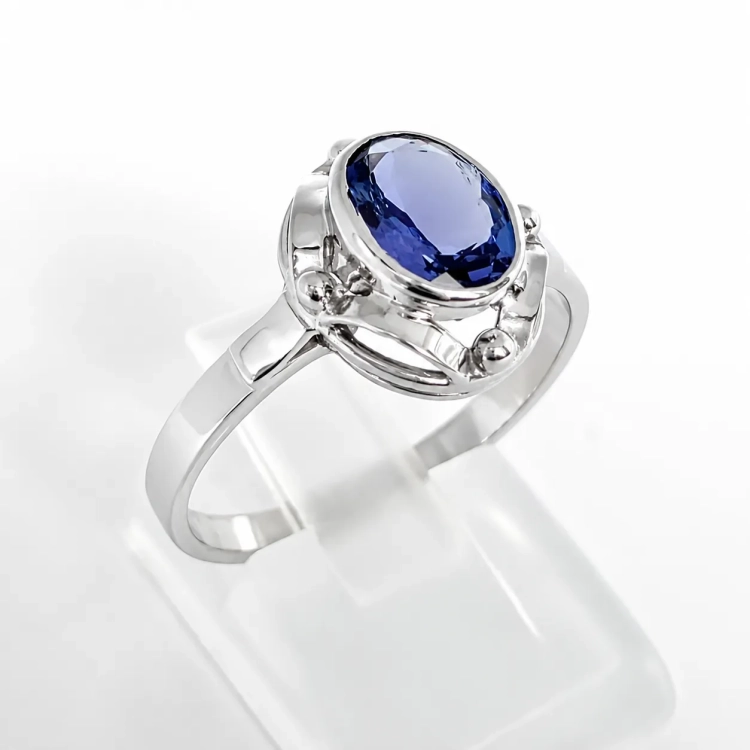 Złoty pierścionek art deco Tanzanit 1,50ct – profil pierścionka – ABGOLD Baczyński