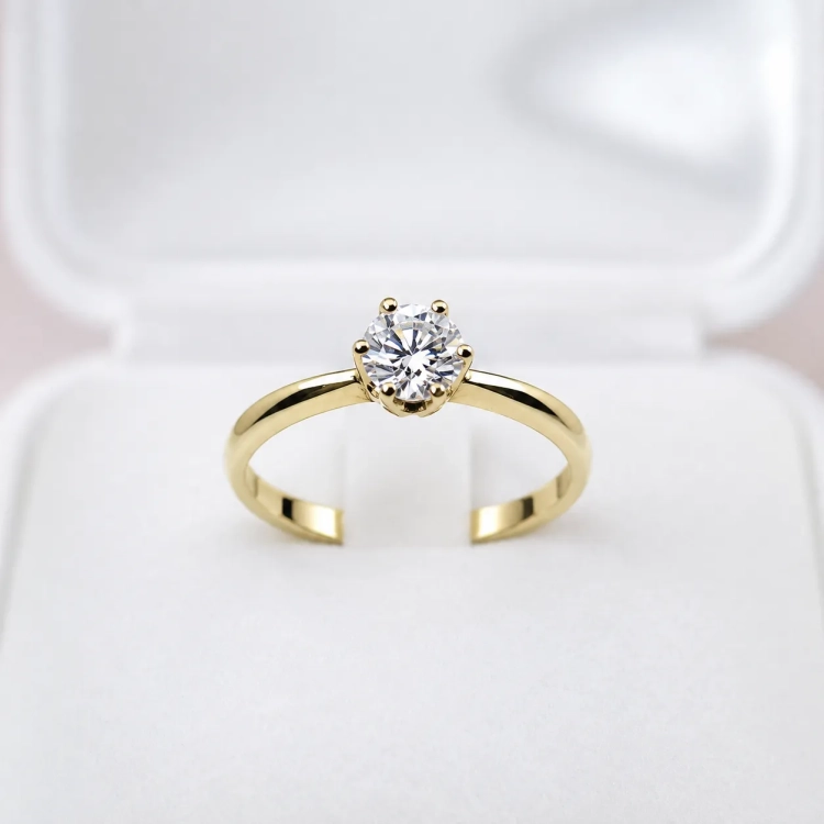Pierścionek zaręczynowy z diamentem 0,50 ct – złoto 585 – front – ABGOLD Baczyński