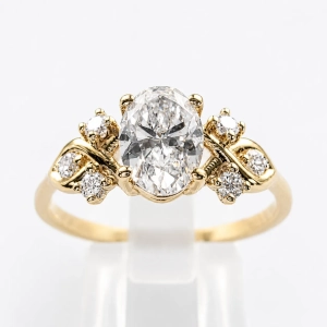 Pierścionek Vintage art deco z diamentami Lab Grown – widok frontalny – ABGOLD Baczyński