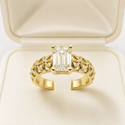 Pierścionek retro vintage z diamentem 1,20 ct – złoto próba 585 – widok z przodu w pudełku – ABGOLD Baczyński