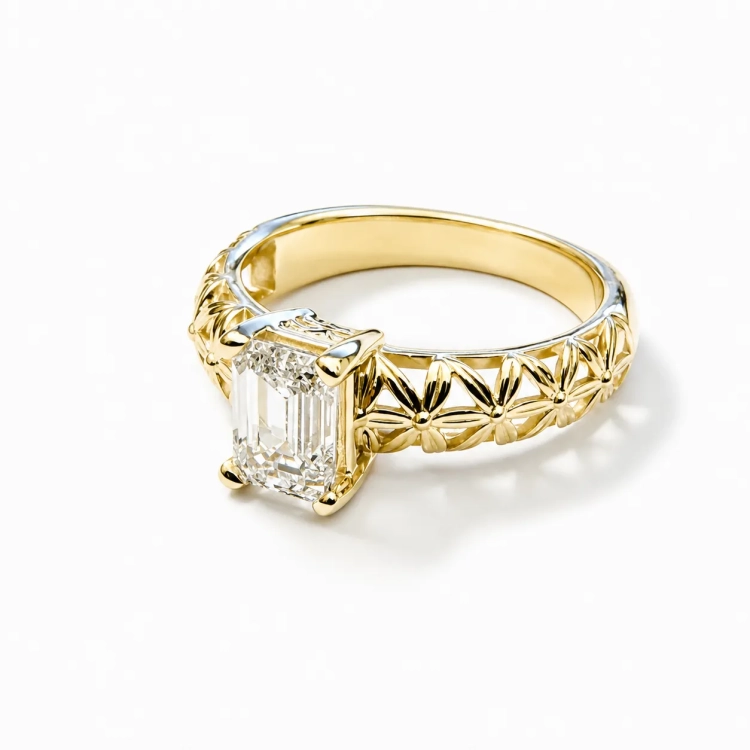 Pierścionek retro vintage z diamentem 1,20 ct – złoto próba 585 – widok z góry – ABGOLD Baczyński