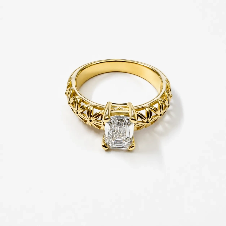 Pierścionek retro vintage z diamentem 1,20 ct – złoto próba 585 – widok z przodu – ABGOLD Baczyński