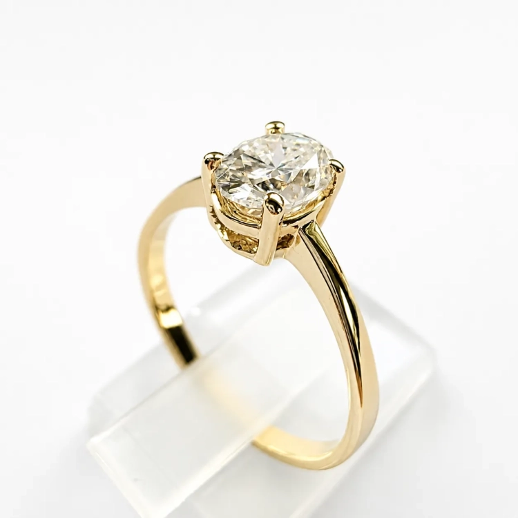 Pierścionek z diamentem naturalnym 0,70 ct VVS H złoto 14K – profil pierścionka – ABGOLD Baczyński