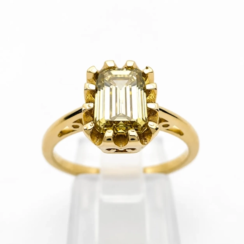 Pierścionek Vintage art deco Diament Yellow – widok frontalny – ABGOLD Baczyński