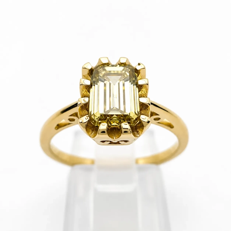 Pierścionek Vintage art deco Diament Yellow – widok frontalny – ABGOLD Baczyński