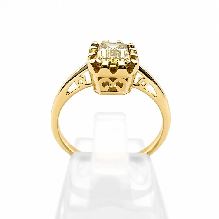 Pierścionek Vintage art deco Diament Yellow – detal oprawy – ABGOLD Baczyński