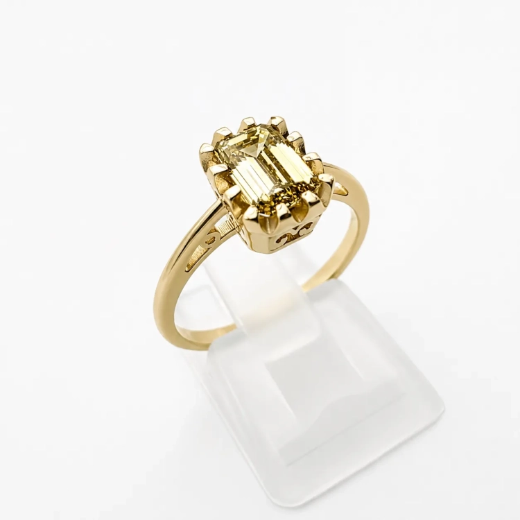 Pierścionek Vintage art deco Diament Yellow – profil pierścionka – ABGOLD Baczyński