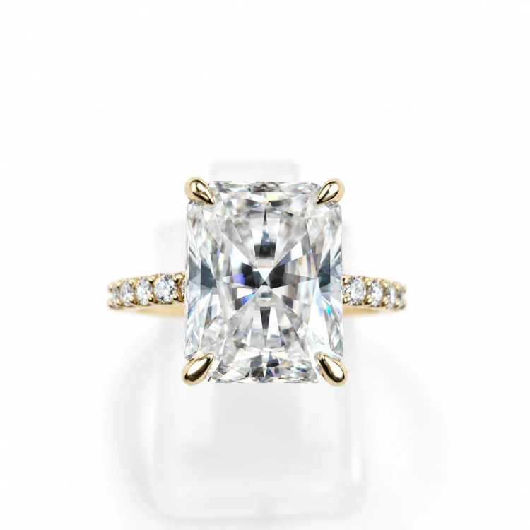 Pierścionek z moissanitem Radiant 3,00 ct – detal oprawy – ABGOLD Baczyński