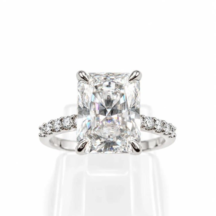 Pierścionek z moissanitem Radiant 3,00 ct – widok frontalny – ABGOLD Baczyński