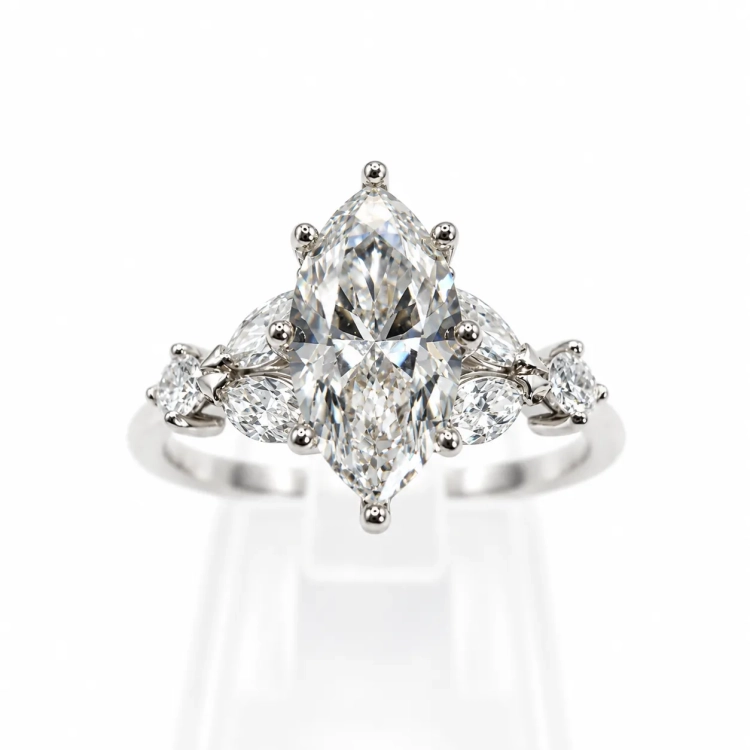 Pierścionek z diamentem Lab-Grown Marquise 1,00 ct – widok frontalny – ABGOLD Baczyński