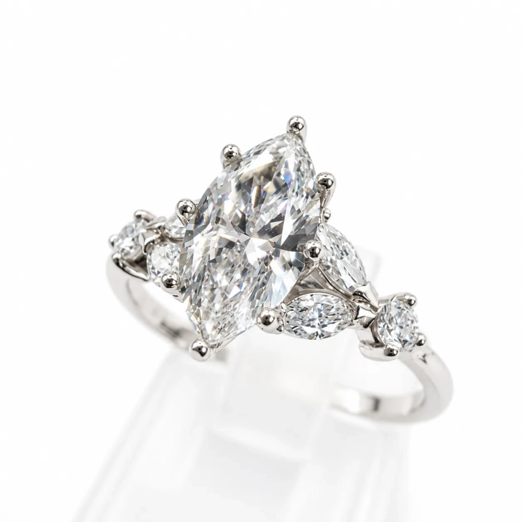 Diament Lab-Grown Marquise 10 × 5 mm – detal oprawy – ABGOLD Baczyński