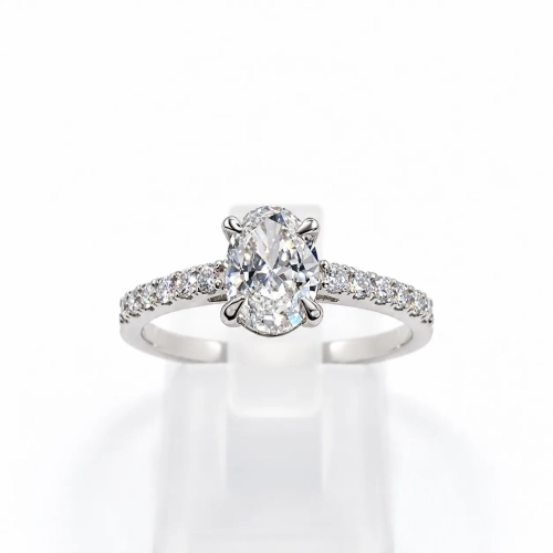 Diament owalny 0,60 ct w białym złocie 585 – detal biżuterii – ABGOLD Baczyński