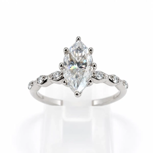 Pierścionek z naturalnym diamentem Marquise 1,00 ct – widok frontalny – ABGOLD Baczyński