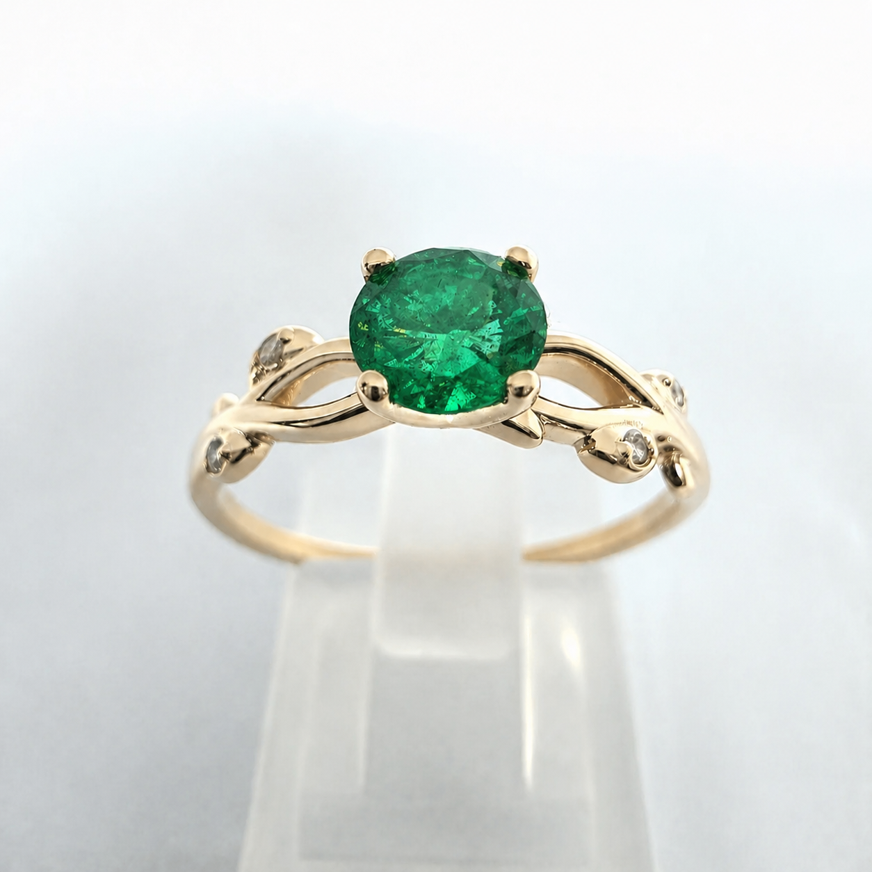 Pierścionek Vintage Retro szmaragd